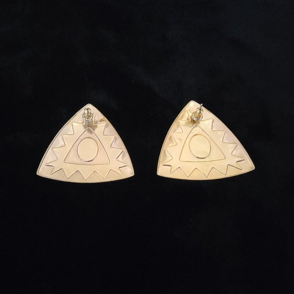 Vintage Triangle Shaped Southwest Motif Pierced Earrings - Picture 4 of 5